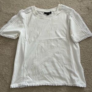 Top shop - White Short Sleeved Top with Mesh Accent